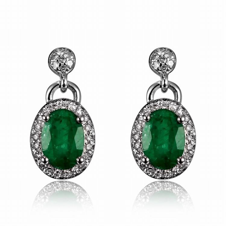 Smaragdové zlaté náušnice s diamanty Cyrene