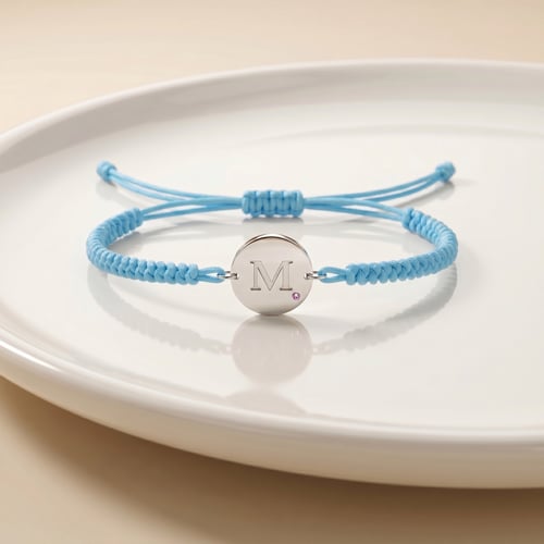 Provázkový náramek s růžovým safírem a písmenem Zara