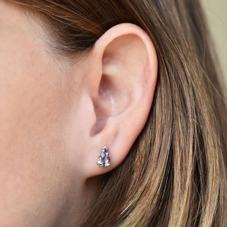 Náušnice ve tvaru slzy s alexandrity 2190