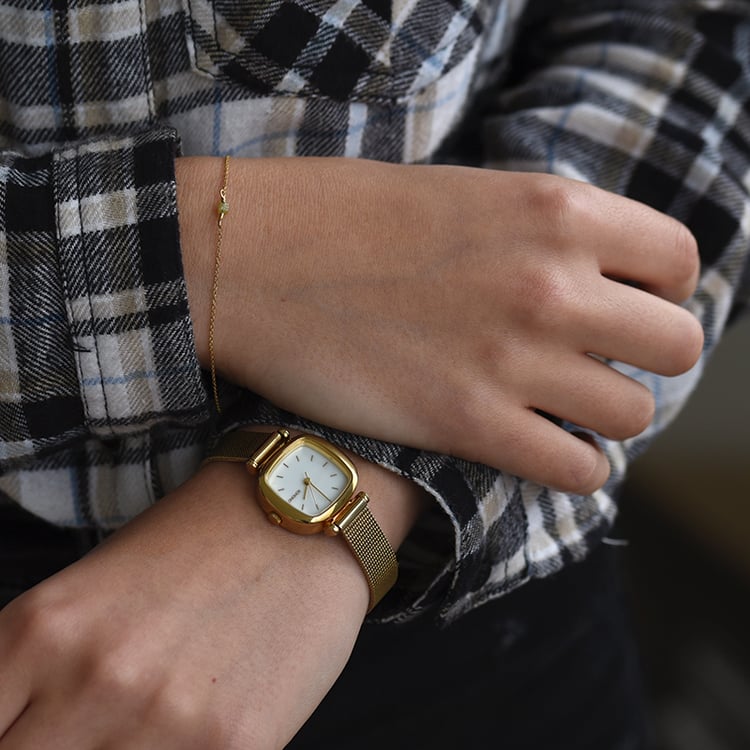 Zlatý náramek se žlutou diamantovou kostkou 62191