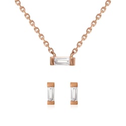 Zlatá sada s bílými baguette safíry Stasia