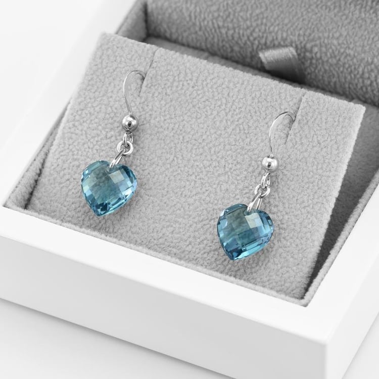 Srdíčkové stříbrné náušnice s topazy 46326