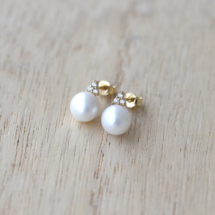 Perlové náušnice se zirkony 61533