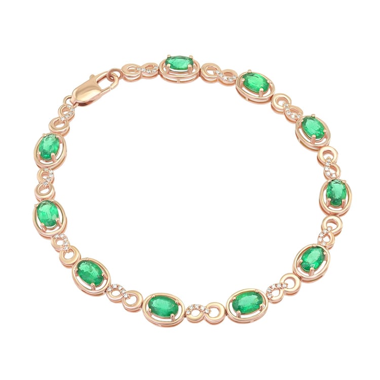 Zlatý smaragdový náramek s diamanty