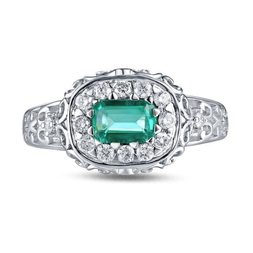 Zlatý prsten s emerald smaragdem a diamanty Mareia