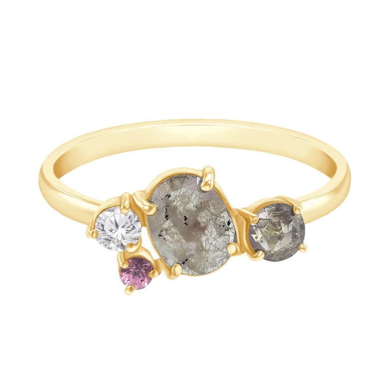 Cluster prsten se salt and pepper diamanty a safírem Gauma 134888