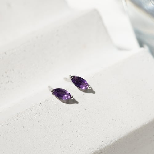 Minimalistické stříbrné náušnice s ametysty Andine