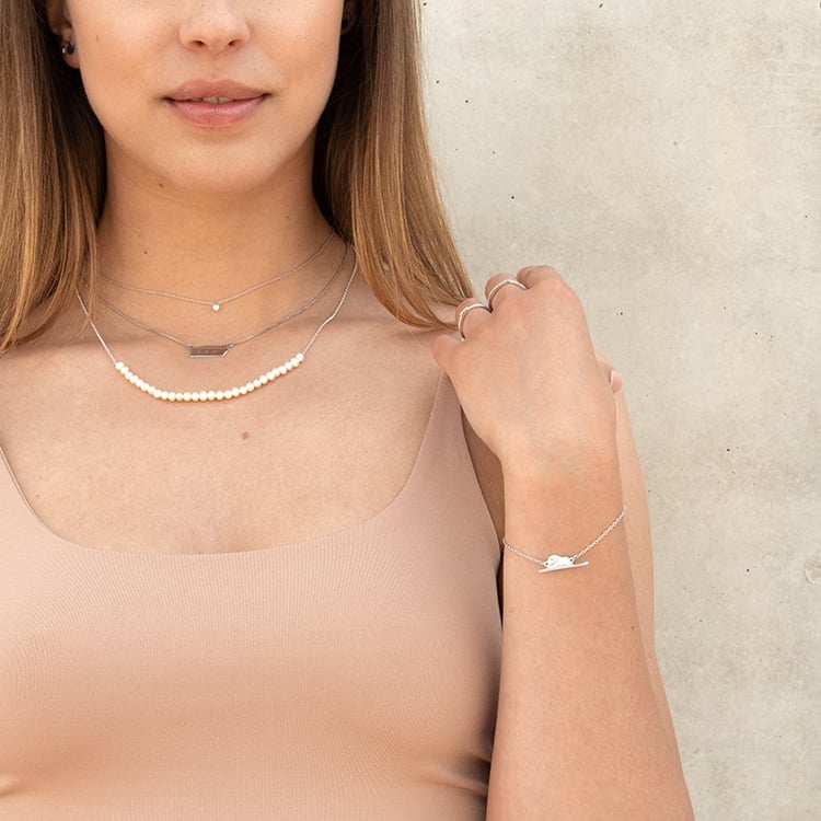 Stříbrný náramek Malý princ se slonem a gravírem 122493