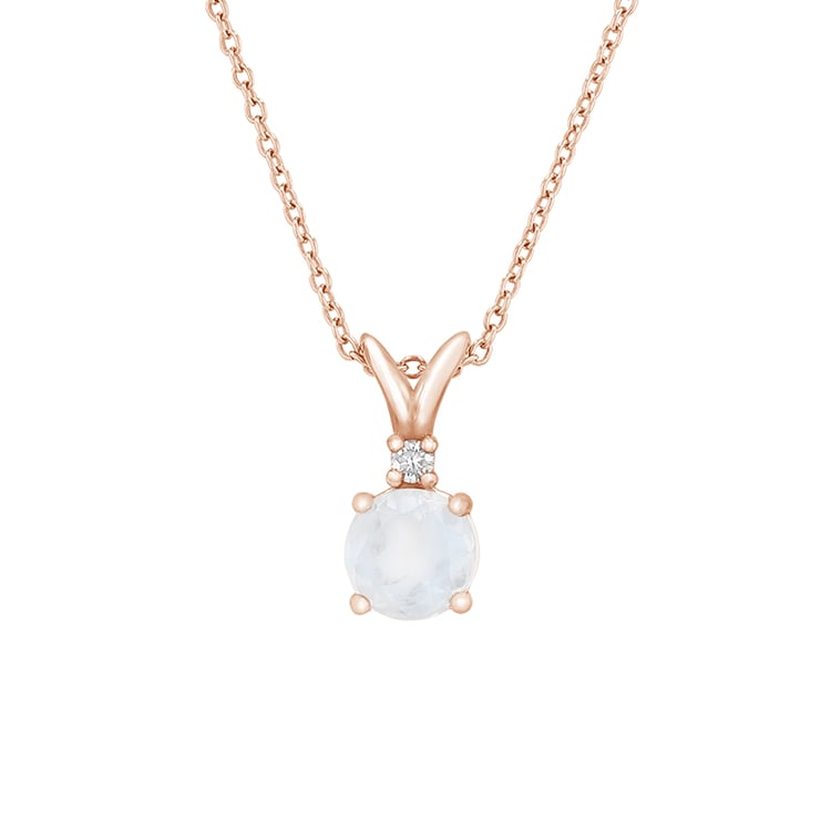 Přívěsek z růžového zlata s měsíčním kamenem a diamantem 79714