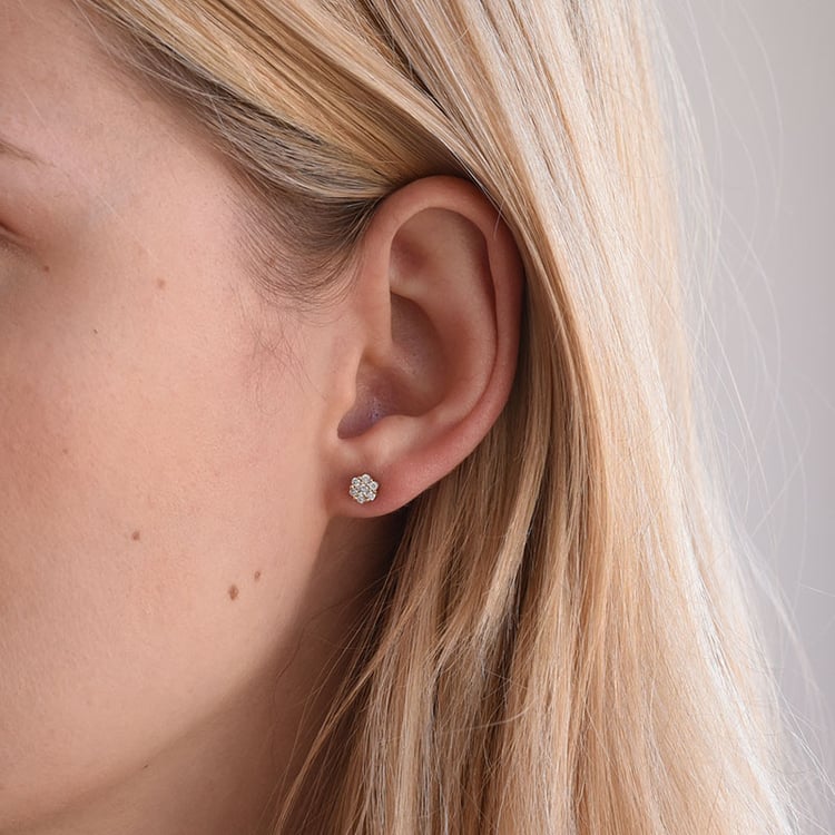 Stříbrné náušnice s lab-grown diamanty Flowu 103989