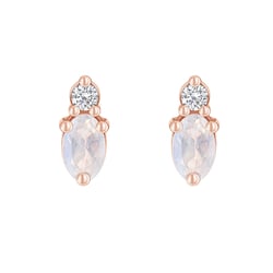 Zlaté cluster náušnice s měsíčními kameny a diamanty Herve