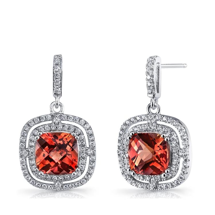 Padparadscha safír v stříbrných náušnicích Nikia