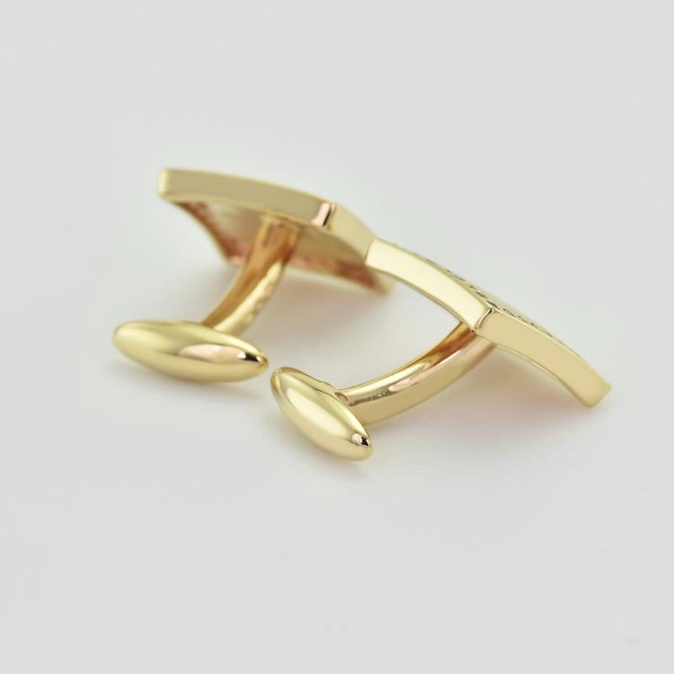 Čtvercové manžetové knoflíčky ze žlutého zlata s modrými diamanty Tamson 9094