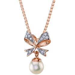 Perlový přívěsek se zlatou mašlí a diamanty Mischa