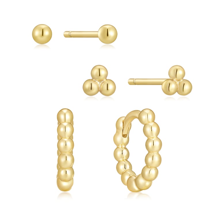 Stříbrný set kuličkových náušnic