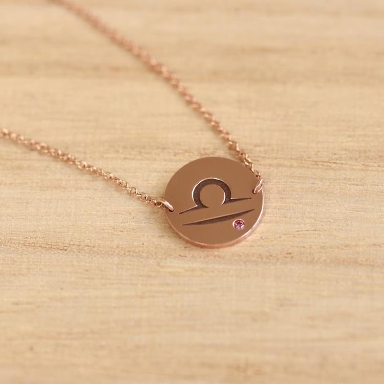 Náramek se znamením a turmalínem z růžového zlata 47607