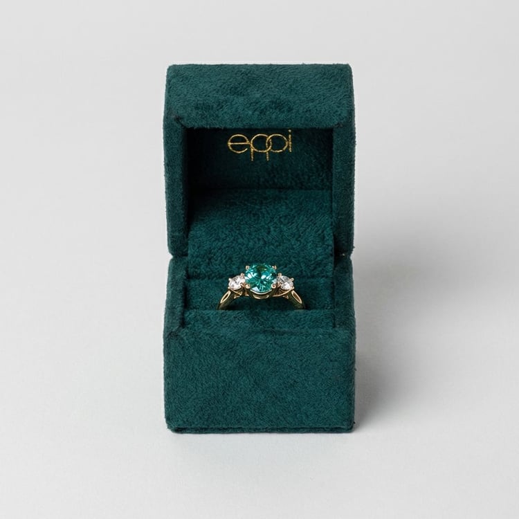 Rozvodový zlatý prsten s lab-grown paraiba turmalínem a diamanty Eriq 165569