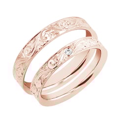 Vintage snubní prsteny s gravírem a diamantem Denton