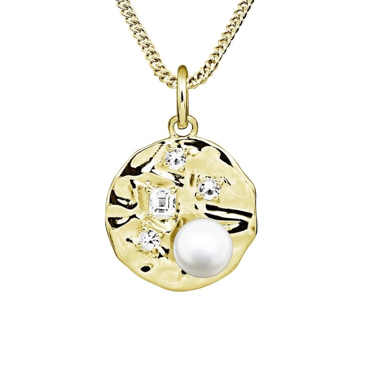 Stříbrný perlový přívěsek s bílými topazy