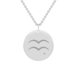 Stříbrný přívěsek se znamením a akvamarínem Vodnář