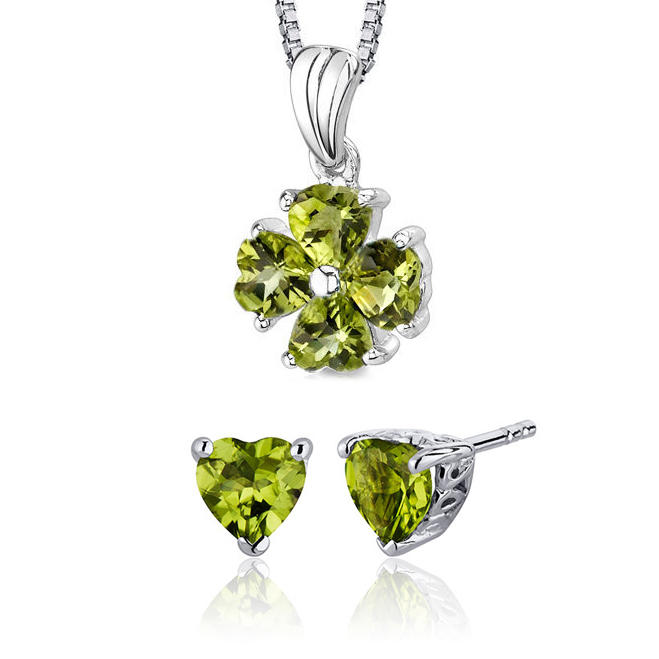 Olivínová stříbrná kolekce šperků Elmear