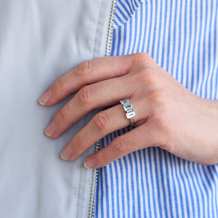 Zlatý akvamarínový prsten 61469