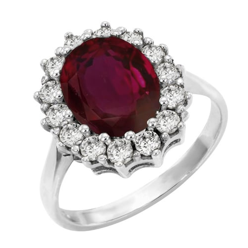 Halo prsten s rubínem a diamanty Chrys