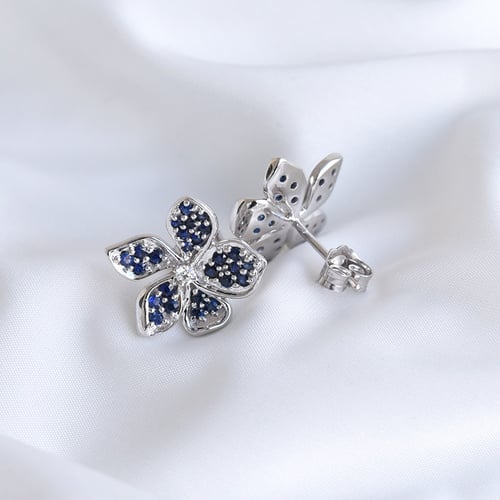 Květinové náušnice se safíry a diamanty Eavan