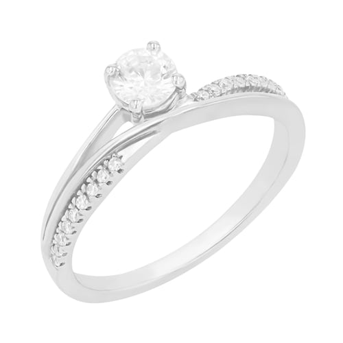 Atypický zásnubní prsten s postranními diamanty Ealair