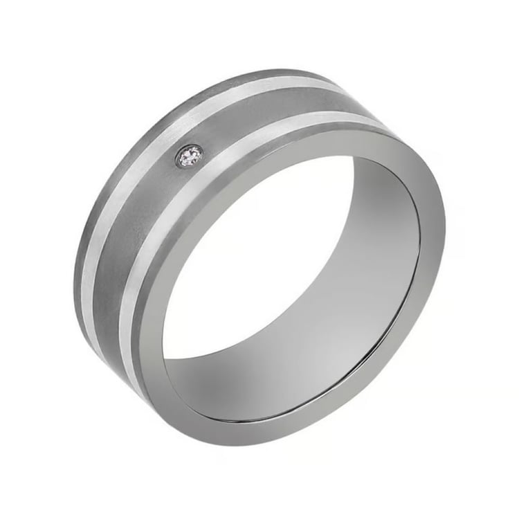 Titanový prsten zdobený stříbrem Zubair