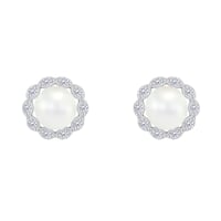 Zlaté halo náušnice s perlami a diamanty Desten