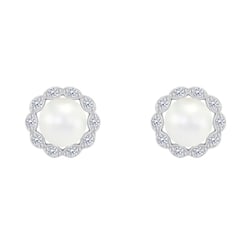 Zlaté halo náušnice s perlami a diamanty Desten