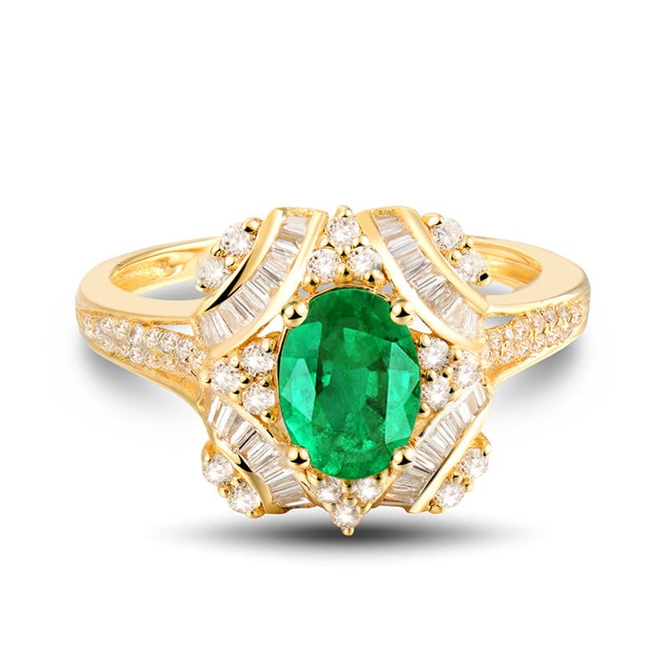 Luxusný prsten s oválným smaragdem 18654