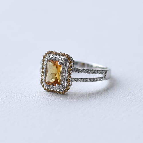 Zlatý prsten plný diamantů a citrínů Dixie