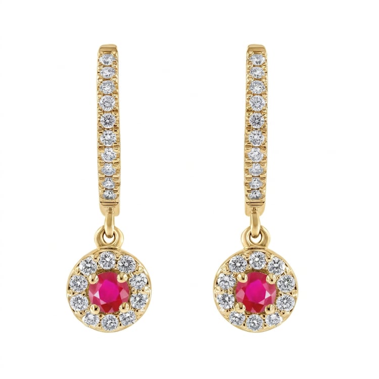 Půvabné stříbrné náušnice s rubíny a lab-grown diamanty Donna 169411