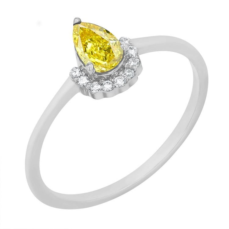 Zásnubní prsten s certifikovaným fancy yellow lab-grown diamantem Pallavi