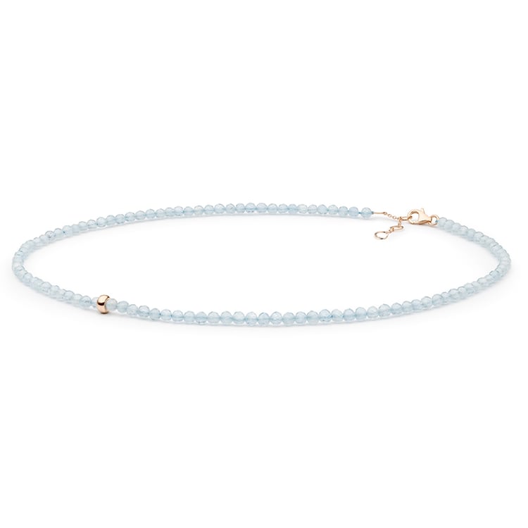 Stříbrný náhrdelník s akvamarínovými korálky Alix