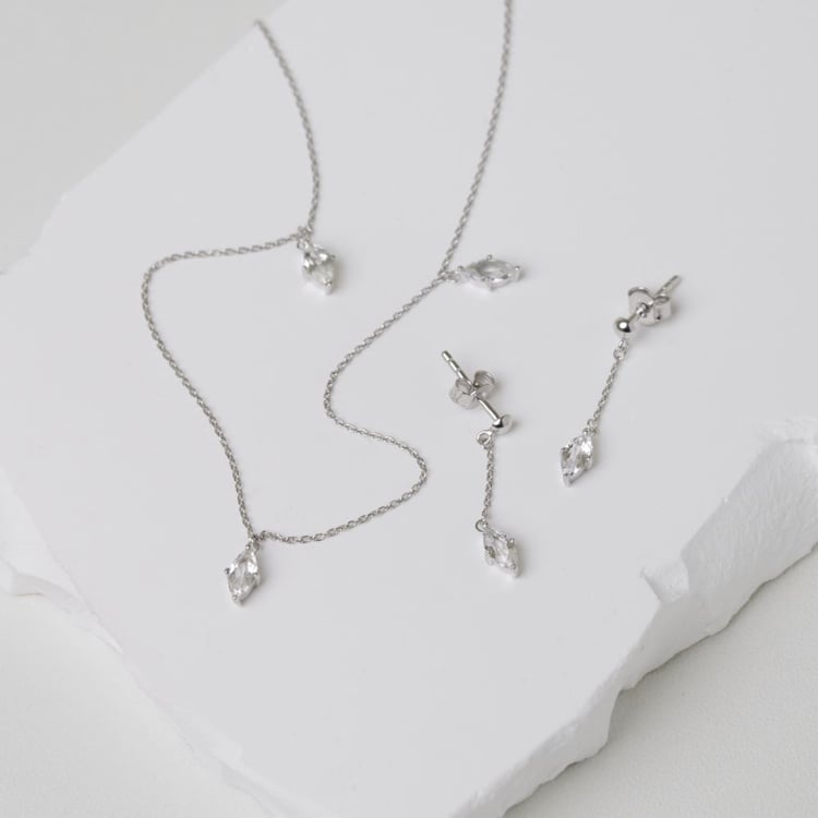 Zlatý náhrdelník s bílým topazem Rosalva 164041