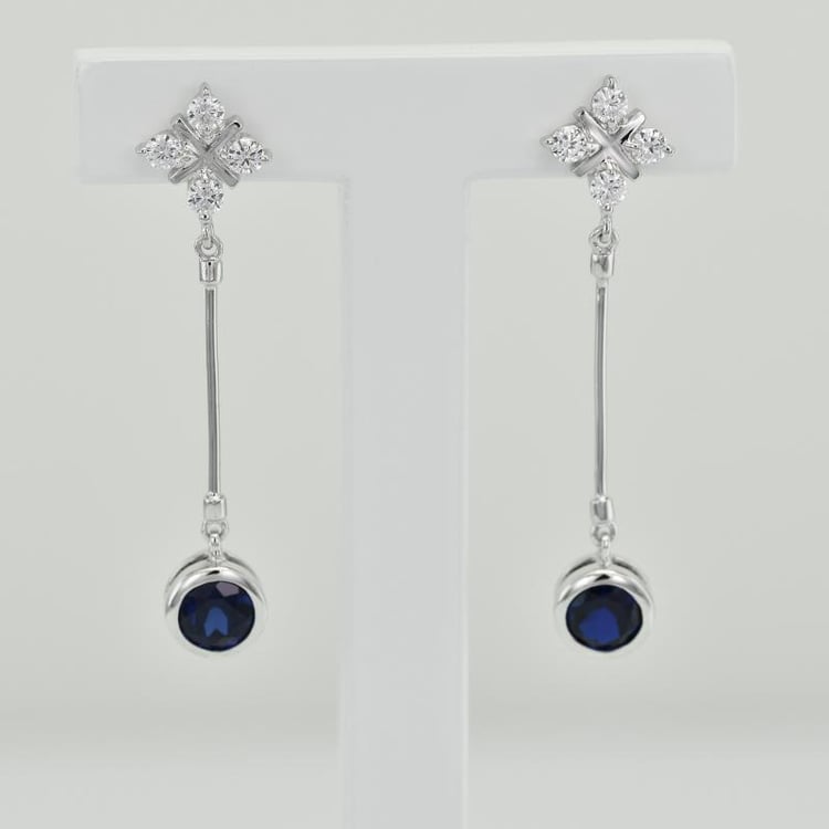 Visací stříbrné náušnice se safíry 21193