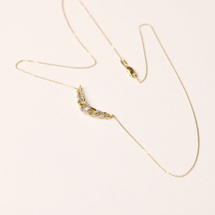 Zlatý proplétaný náhrdelník s přírodními diamanty Purnima 165440