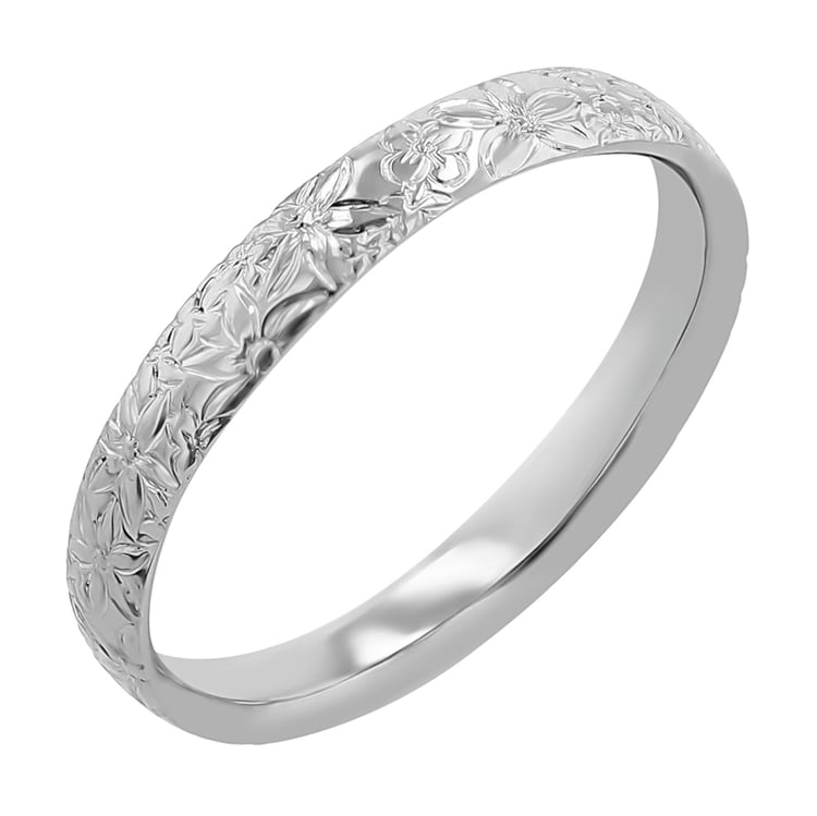 Snubní prsteny s ruční rytinou květin Willis 117259