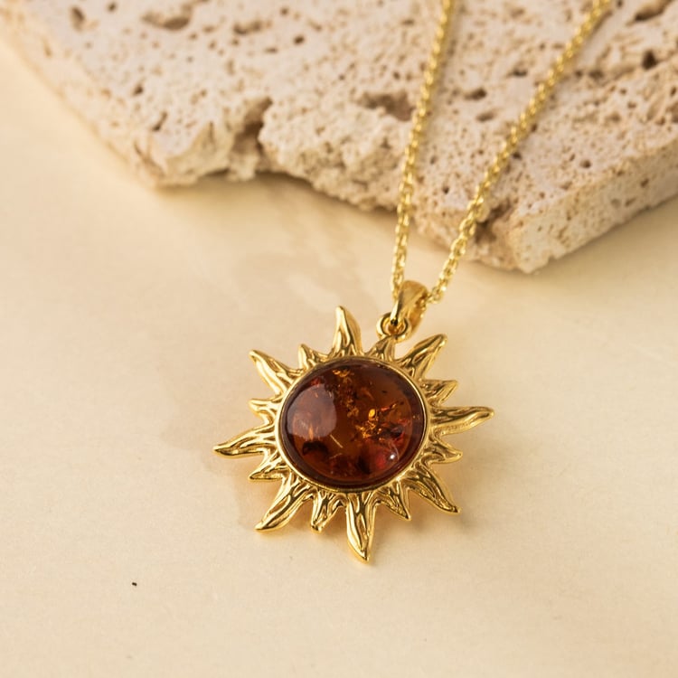 Stříbrný jantarový přívěsek ve tvaru slunceStříbrný jantarový přívěsek ve tvaru slunce 164438