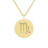 Zlatý přívěsek se znamením a růžovým safírem Panna