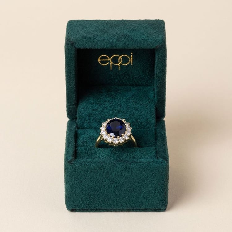 Rozvodový halo prsten se safírem a diamanty Andrew 165556