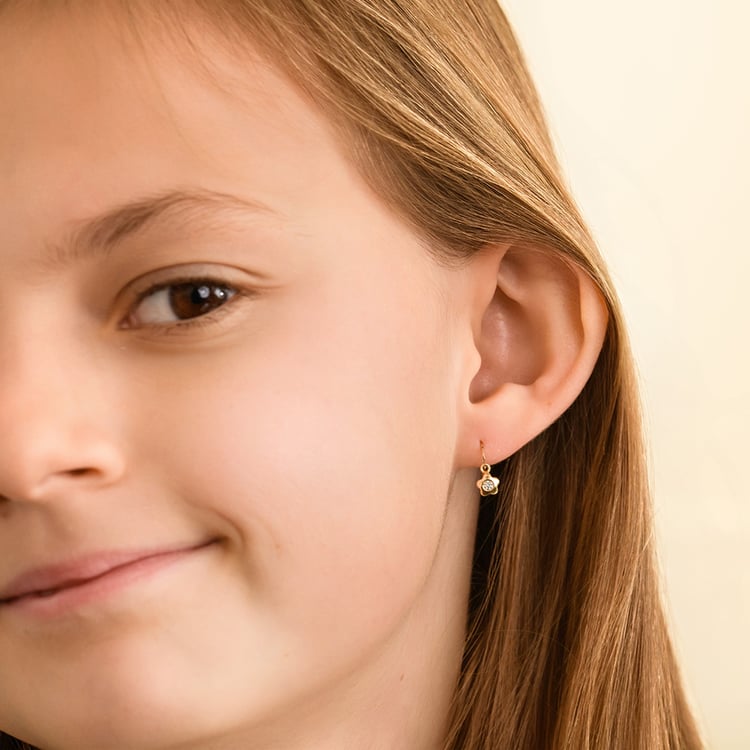 Zlaté dětské náušnice s kytičkou Lily 164347