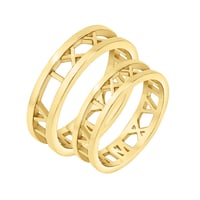 Zlaté snubní prsteny s volbou písmen po obvodu Jomami