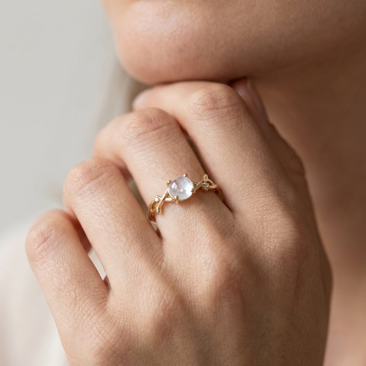 Rozvodový prsten s měsíčním kamenem a diamanty Harry 165667