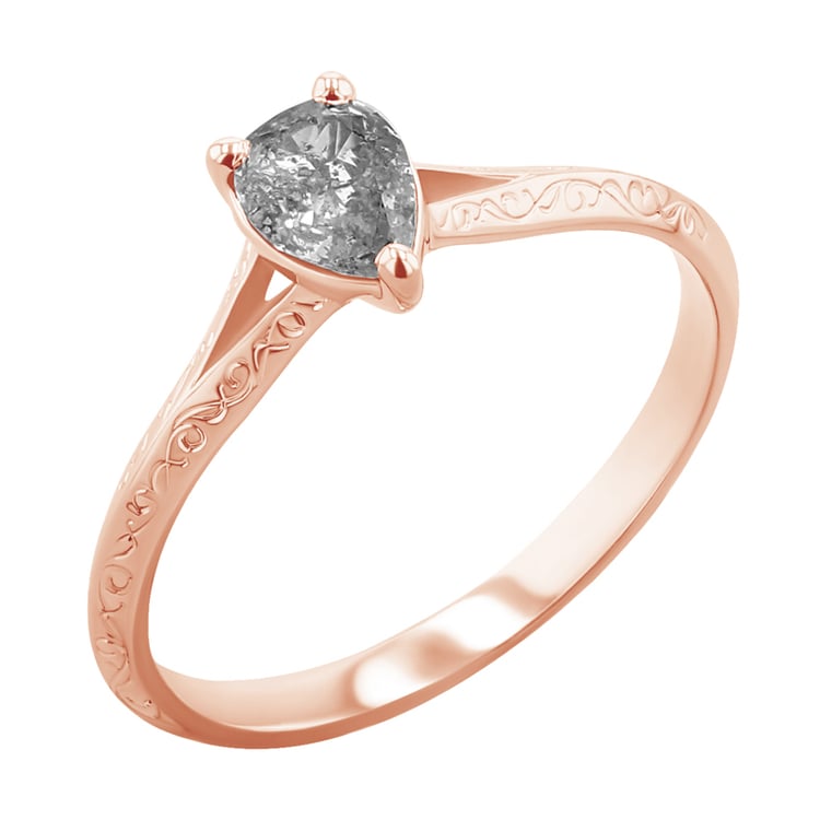 Ručně rytý prsten s pear salt and pepper diamantem Vivia 119691