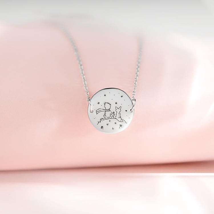 Náramek Malý princ s liškou a gravírem ze stříbra 157517