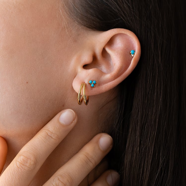 Dvojité kruhové náušnice ze stříbra Lauma 126640